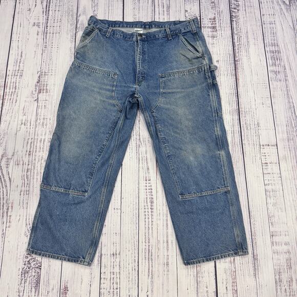 Carhartt B73 DST Double Knee Jeans 42x30 Loose Fit Workwear Rugged Denim